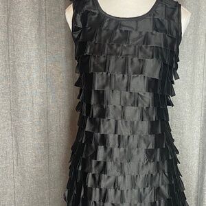 Vintage Black Silky/Satin Dress S